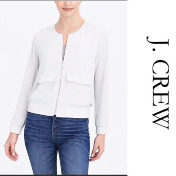 J.Crew Collarless Drapey Jacket | NWT | Women’s Medium Light Gray - Picture 3 of 8